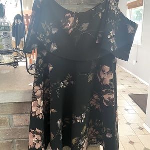 Black floral skater dress